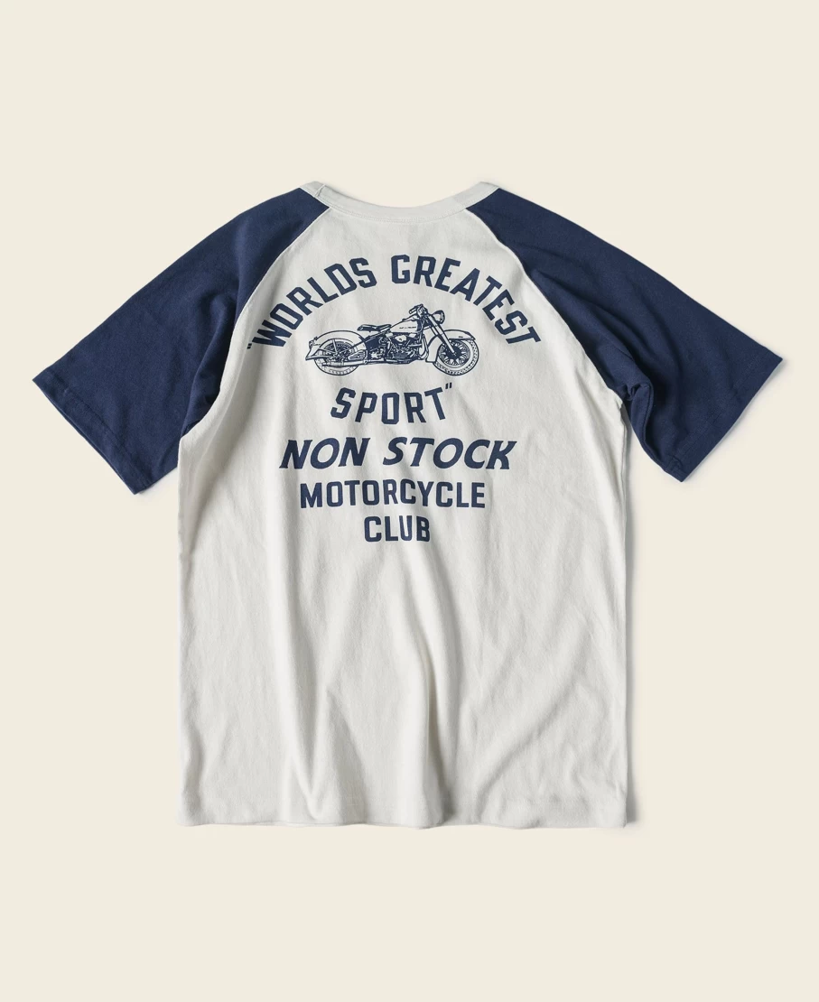 Bronson Men's Blue & White Two-Tone Rider Graphic Raglan Sleeve T-Shirt