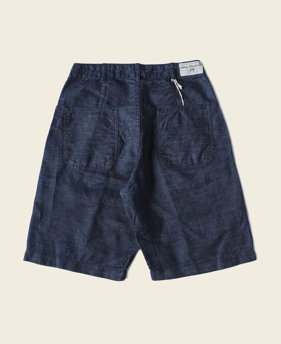 Bronson 1940s WWII USN Indigo Denim Dungaree Deck Shorts for Men - 10.5 Oz Vintage Sailor Shorts