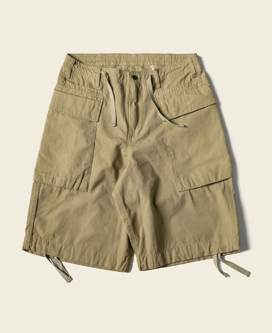 Bronson Men's 8.5 Oz Khaki Cotton Ripstop Cargo Shorts – Durable Tactical Outdoor Shorts