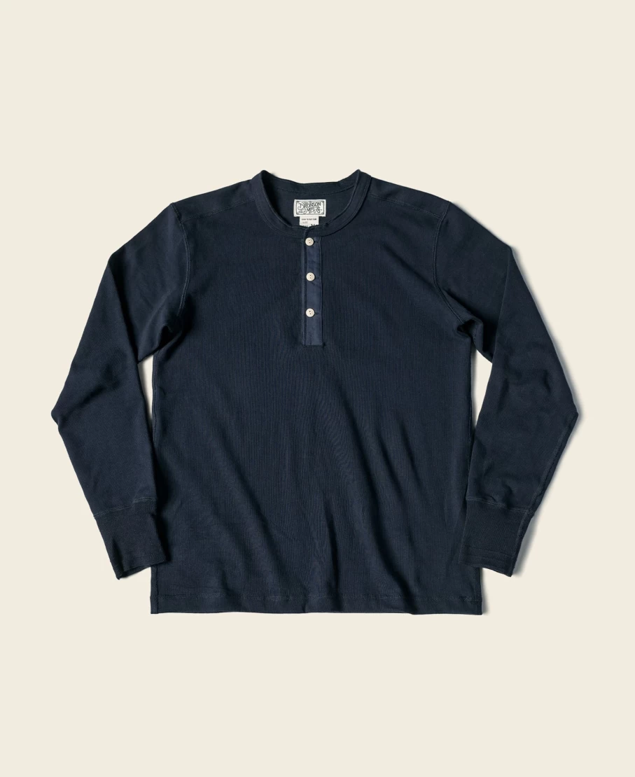 Bronson Men's Navy Vintage Long Sleeve Henley Shirt