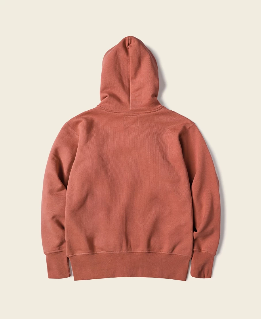 Bronson Men's Brick Red Terry Cloth Zip-Up Hoodie - 17.5 Oz Heavyweight Pullover