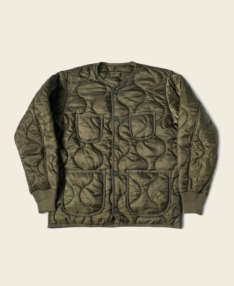 Bronson Men's Olive Military Quilted Ripstop Nylon Jacket - Padded Tactical Outerwear