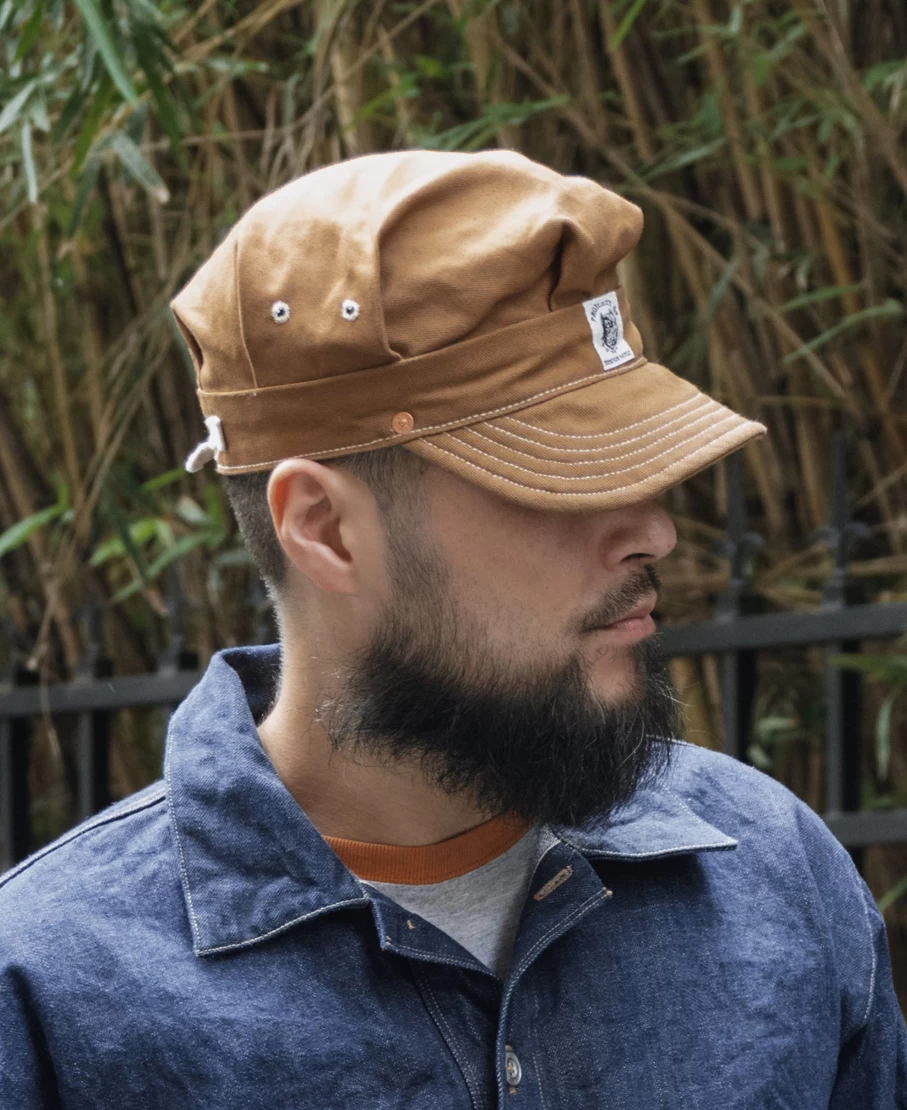 Bronson Men's Ginger Duck Canvas Railroad Engineer Cap - Vintage Style Workwear Hat