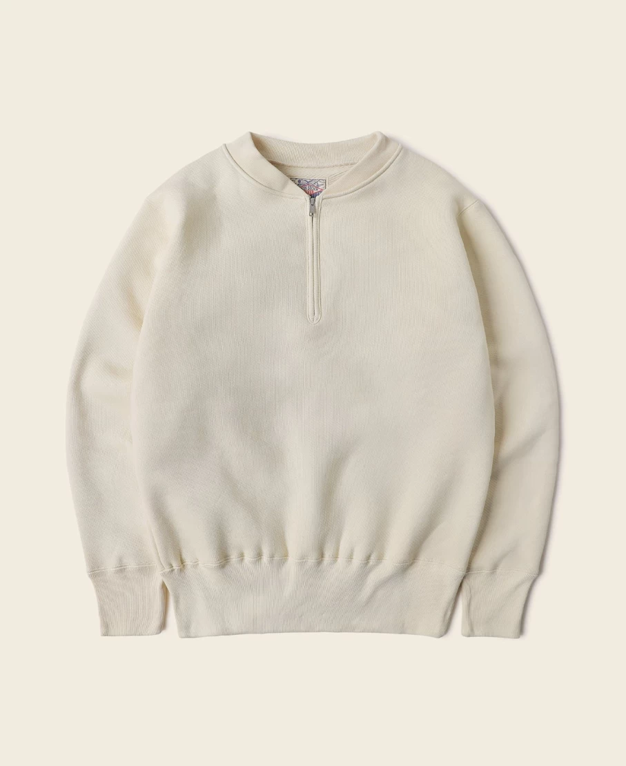 Bronson Men's Apricot Heavyweight Fleece Racing Half-Zip Sweatshirt