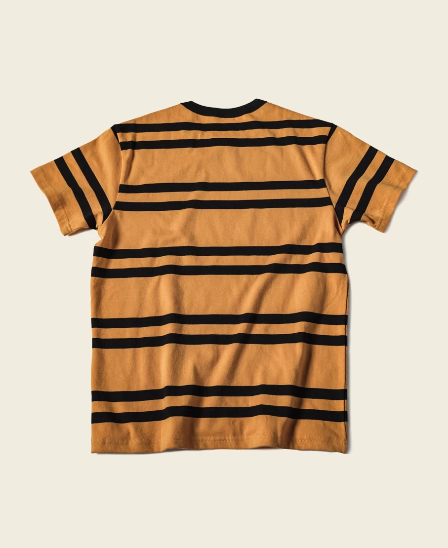 Bronson Men's Ivy Style Yellow & Black Striped T-Shirt - 9.8 Oz Cotton Vintage Tee