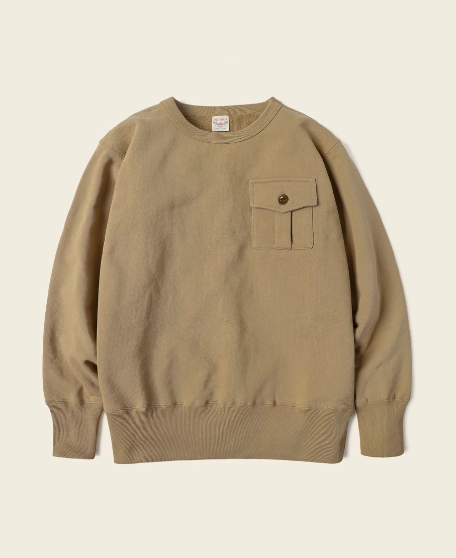 Bronson Men's Khaki Military Pocket Sweatshirt - Tactical Hoodie for Outdoor Wear