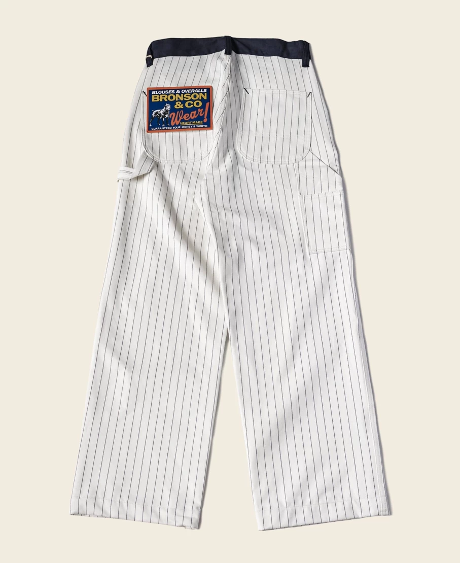 Bronson Men's White HBT Striped Mechanic Work Pants - Lot 952