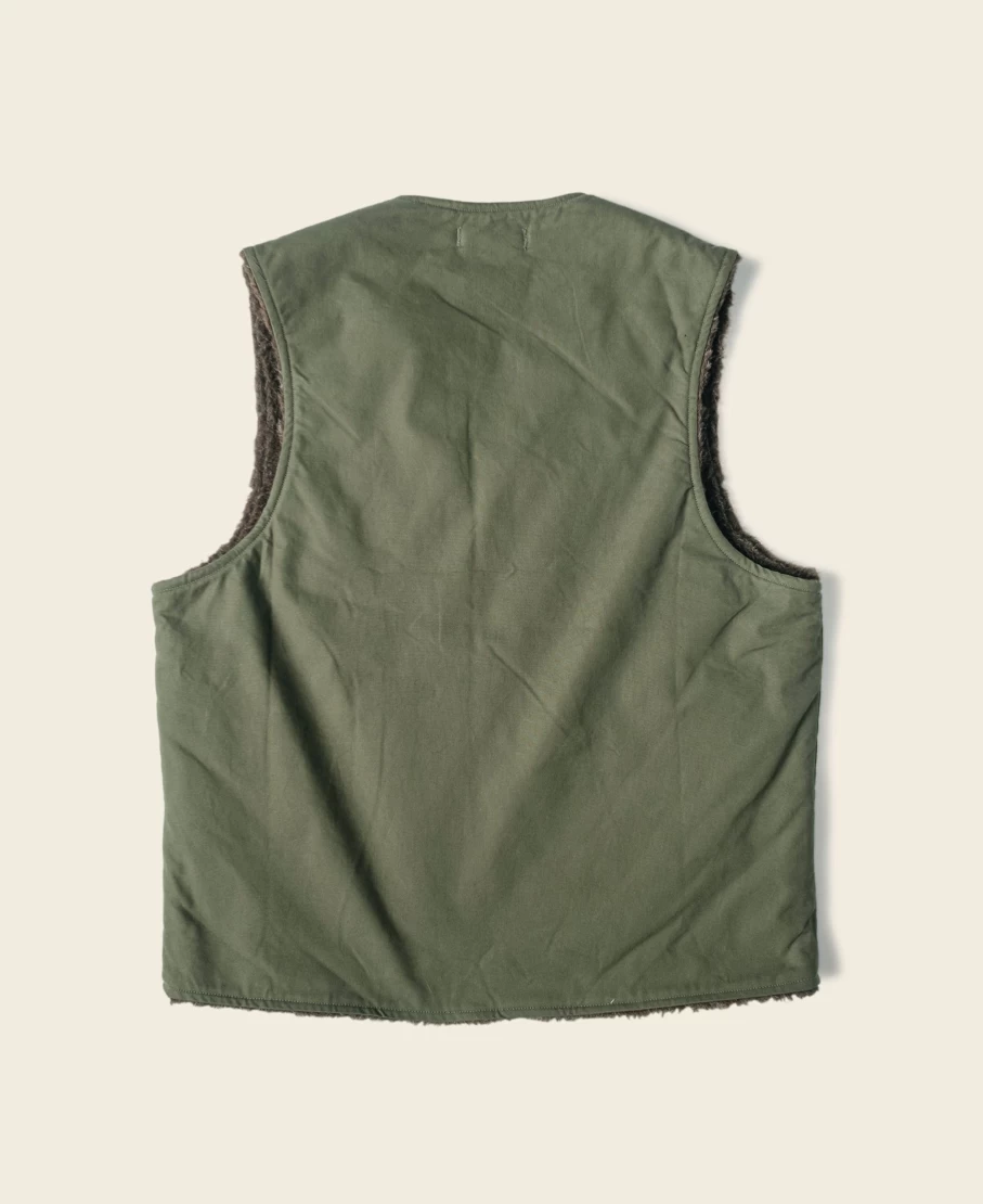 Bronson Olive WWII USMC Pile-Lined Vest for Men - Modified Military Style