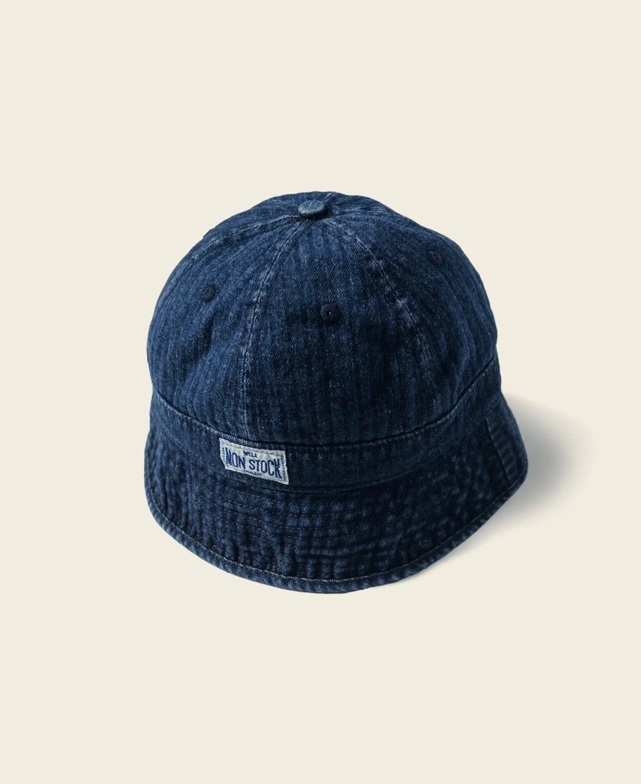 Bronson Men's Indigo Herringbone Denim Bucket Hat for Casual Wear