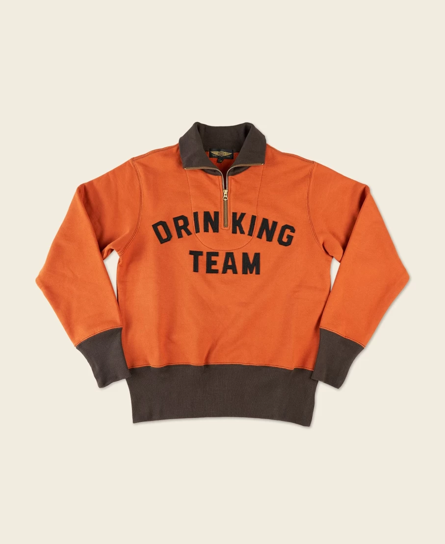 Bronson Men's Vintage 1920s Motorcycle Racing Crewneck Sweatshirt in Orange