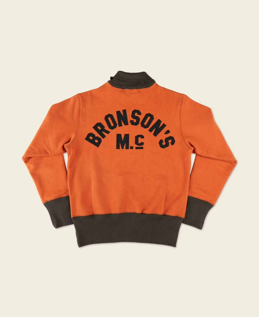 Bronson Men's Vintage 1920s Motorcycle Racing Crewneck Sweatshirt in Orange