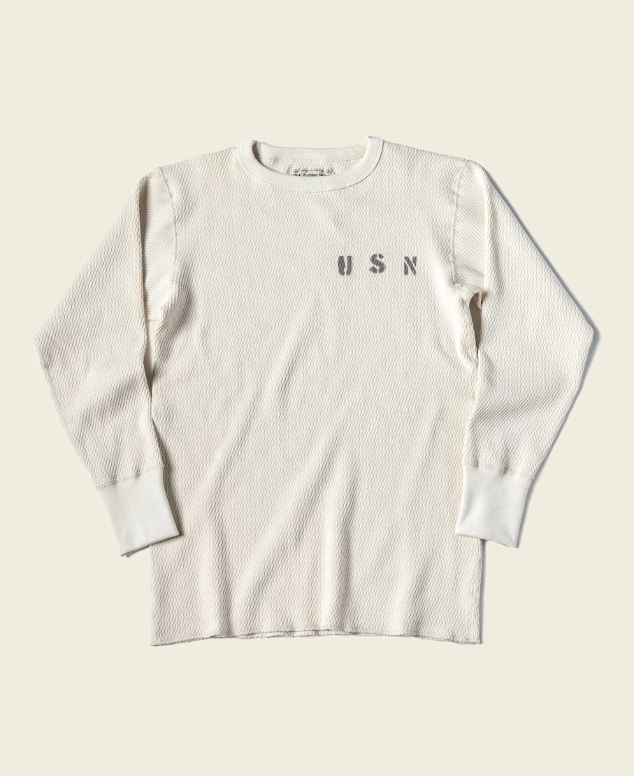 Bronson Men's Apricot Waffle Thermal Shirt - US Naval Raschel Knit Military Style Top