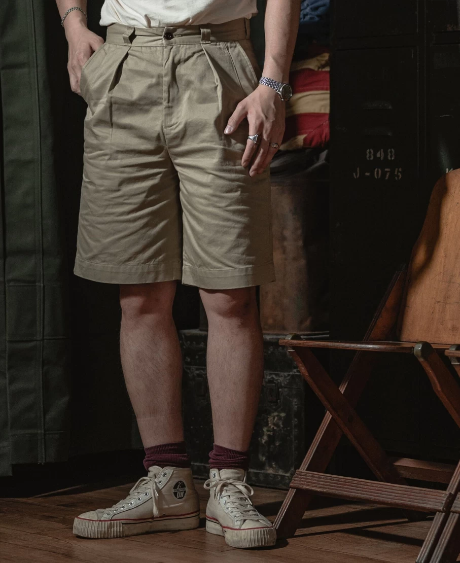 Bronson Men's Khaki 1956 USAF Inspired Military Shorts