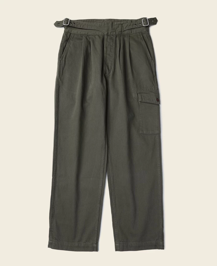 Bronson Men's Olive Gurkha Bermuda Trousers - British Army Style Bedford Cord Shorts