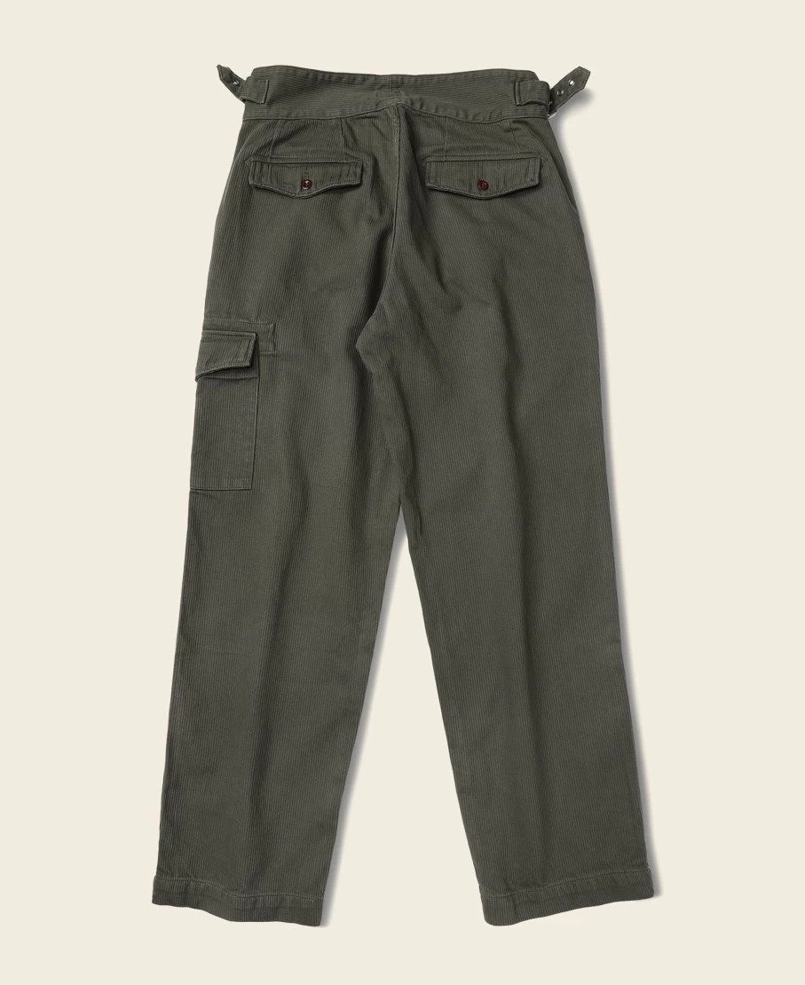 Bronson Men's Olive Gurkha Bermuda Trousers - British Army Style Bedford Cord Shorts