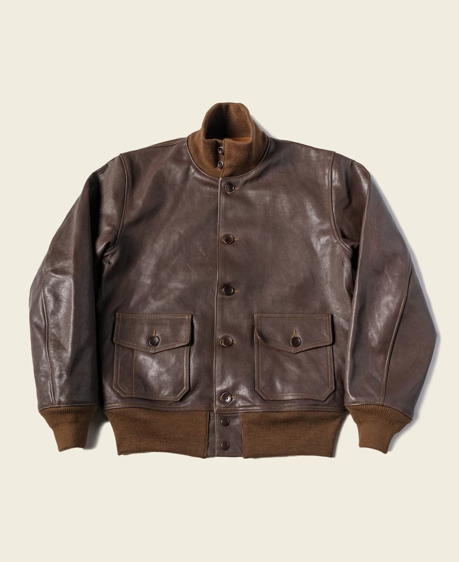 Bronson Men's Light Brown A-1 Leather Flight Jacket – Vintage USAF Style
