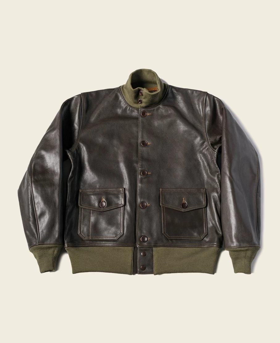 Bronson Men's Dark Brown A-1 Leather Flight Jacket – Vintage USAF Style Pilot Bomber Coat