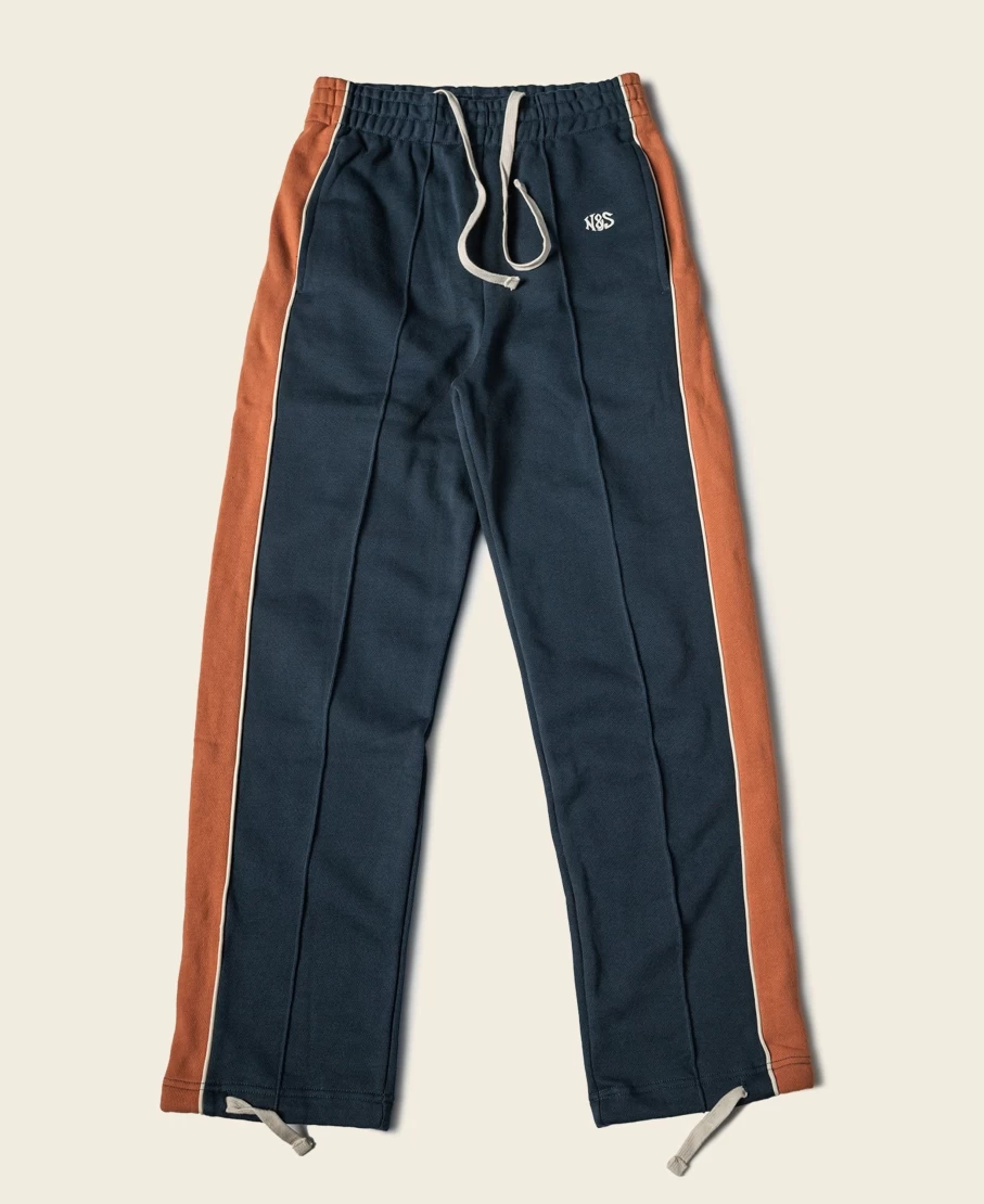 Bronson Men's Navy Classic Straight-Leg Striped Embroidered Cotton-Terry Sweatpants