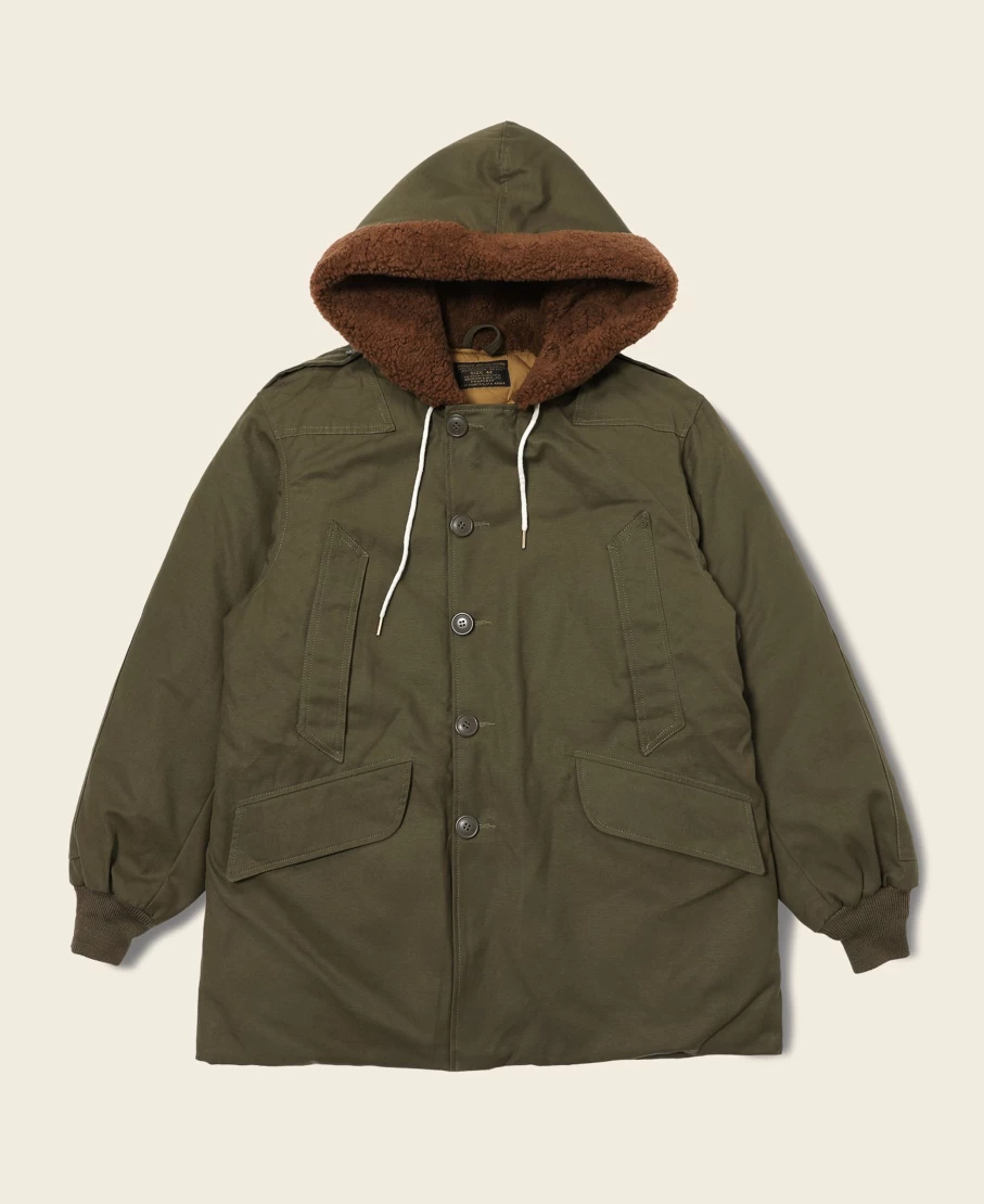 Bronson Olive US Army B-9 Flight Down Parka for Men - Vintage Military Winter Jacket