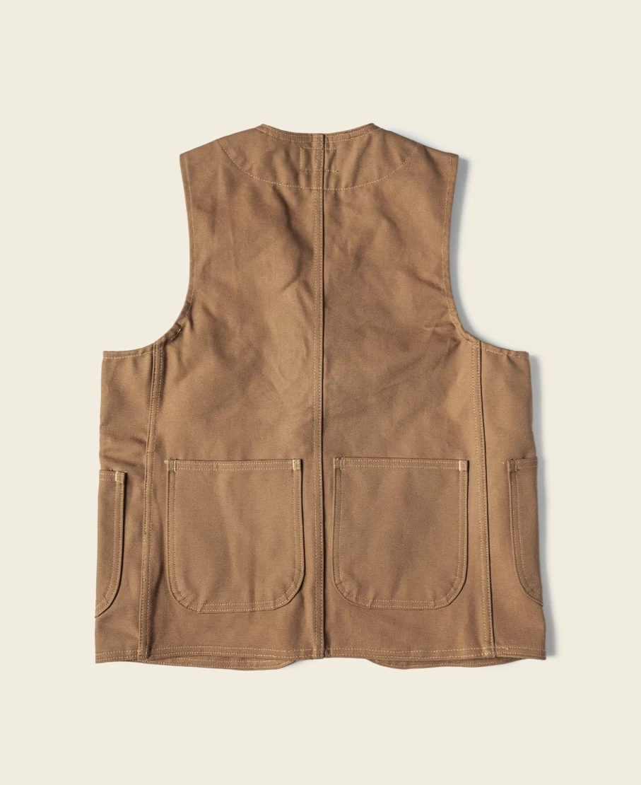 Bronson Men's 1930s Khaki Heavyweight Canvas Hunting Vest with Game Pockets