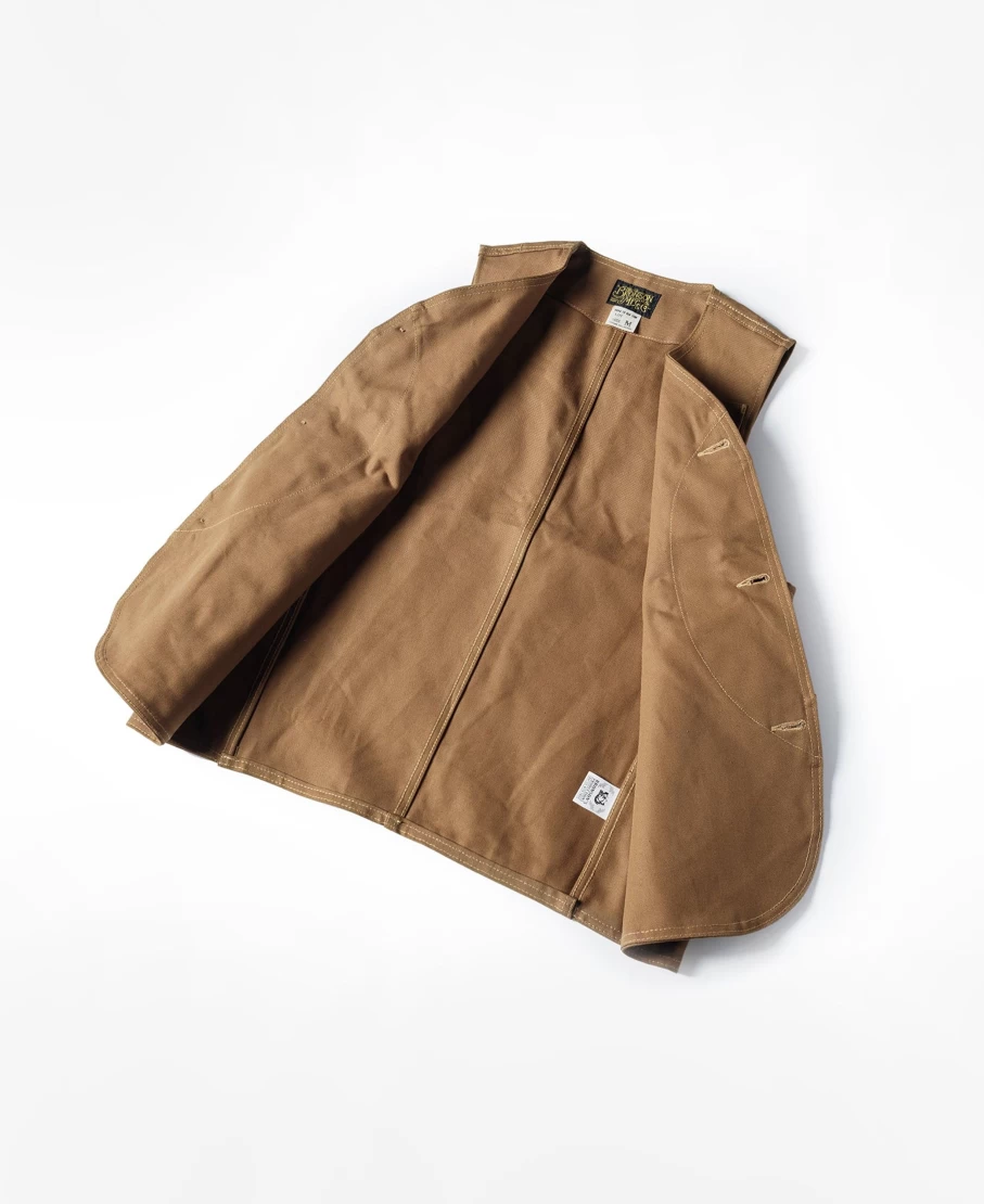Bronson Men's 1930s Khaki Heavyweight Canvas Hunting Vest with Game Pockets
