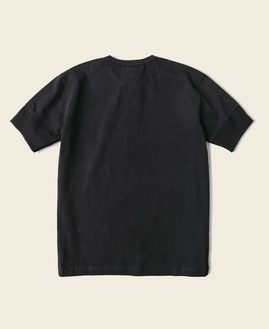Bronson Men's Black Vintage Henley Short Sleeve T-Shirt