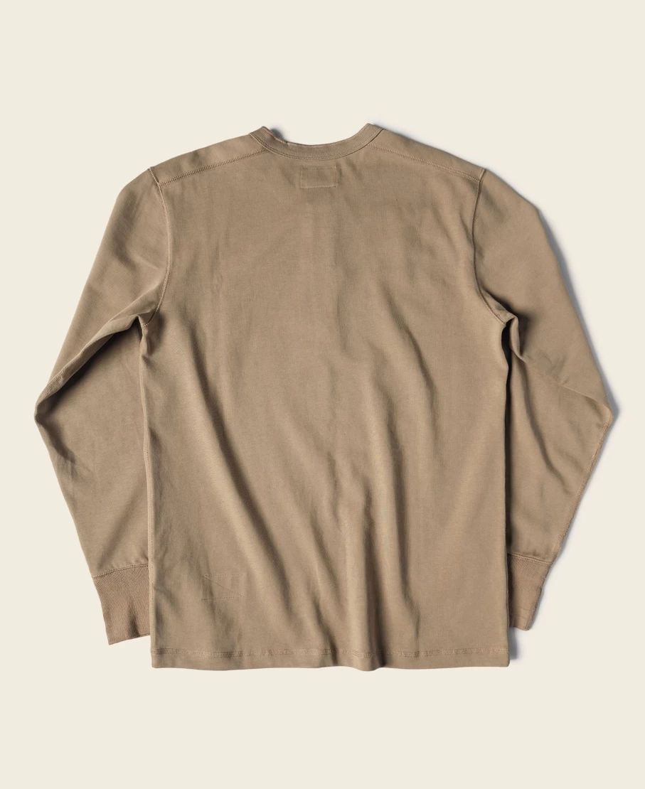 Bronson Men's Vintage Khaki Long Sleeve Henley Shirt