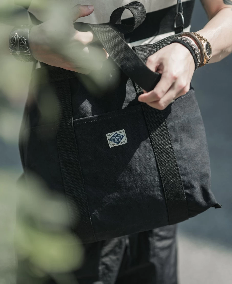 Bronson Men's 18 Oz Black Canvas Tote Bag - Heavy Duty & Durable Carryall