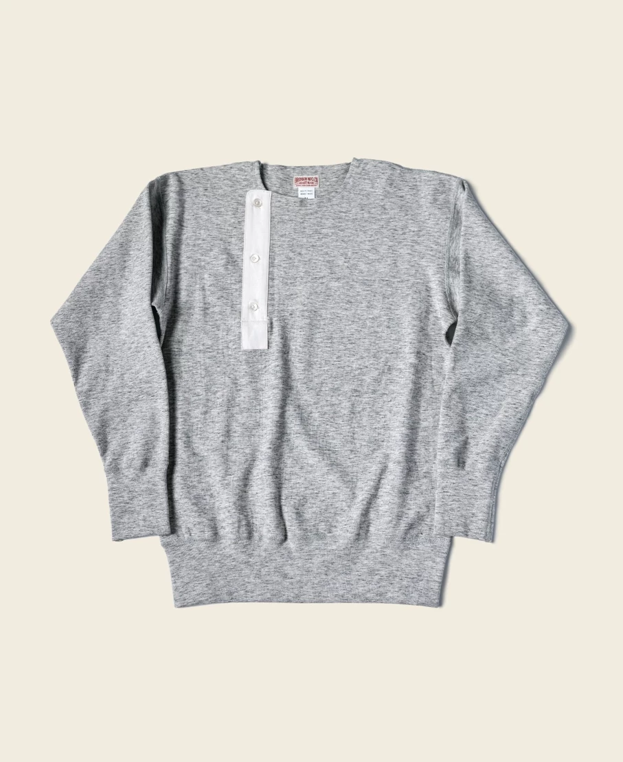 Bronson Men's Gray Henley Shirt - 14 Oz Side Button Closure Workwear Top