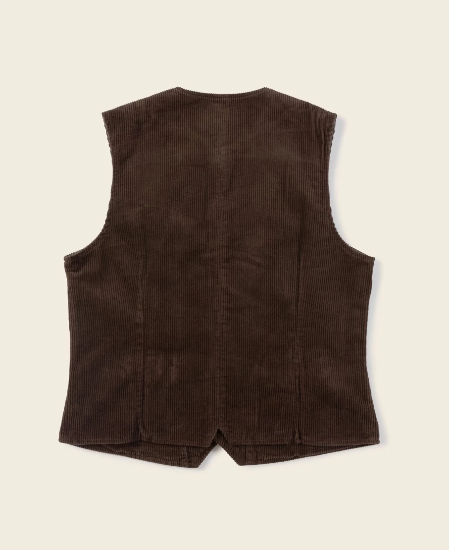 Bronson Men's Brown Retro Corduroy Vest 1910s Vintage Style