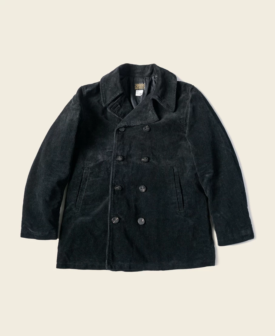 Bronson Men's Black Heavyweight Corduroy Peacoat - Lot 939