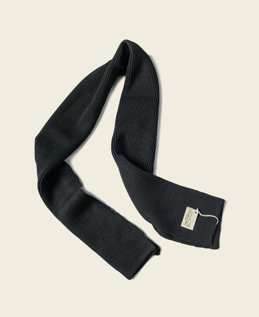 Bronson Men's Black Wool Scarf - USN Style Winter Warm Knit Wrap