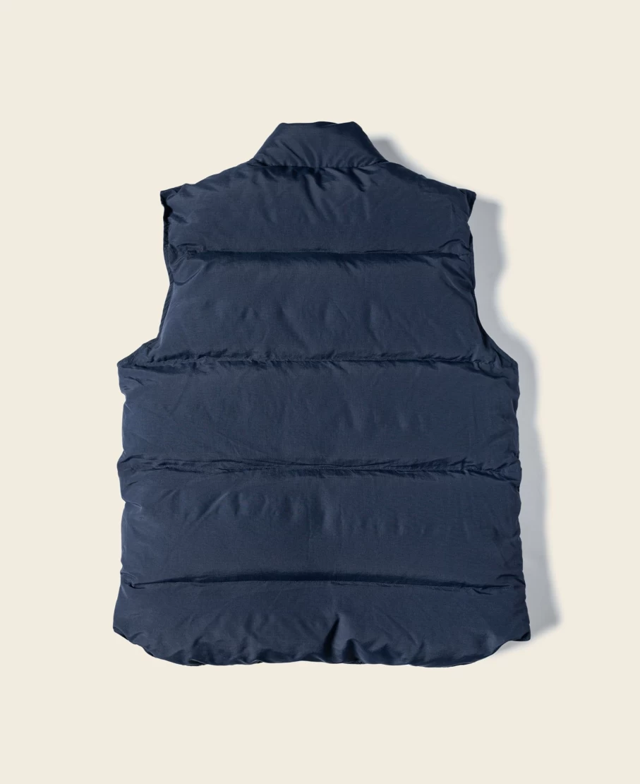 Bronson Men's Navy Rip-Stop Nylon Down Vest 1980s Vintage Trail Jacket