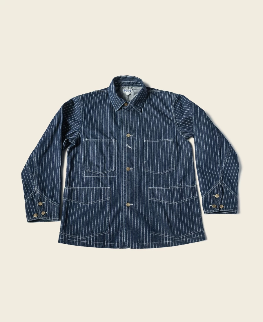 1930s Bronson Men's Indigo Wabash Railway Work Coat - Vintage Denim Jacket
