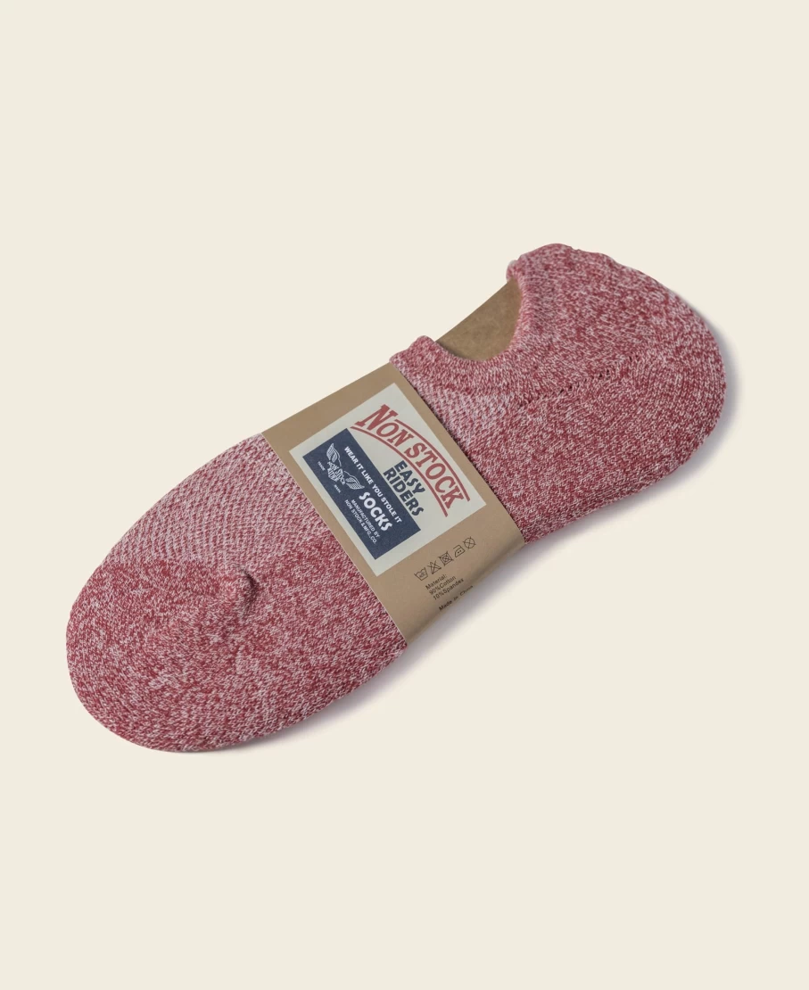 Bronson Men's Red Colo Cotton No Show Socks - Breathable Low Cut Invisible Socks