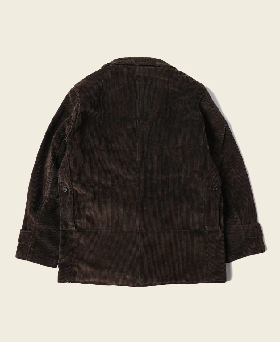 Bronson Men's 1930s French Brown Corduroy Hunting Jacket Vintage Outdoor Wear