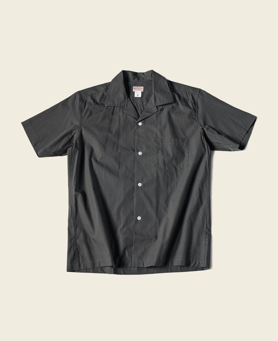 Bronson Men's Dark Gray Classic Panama Open Collar Shirt