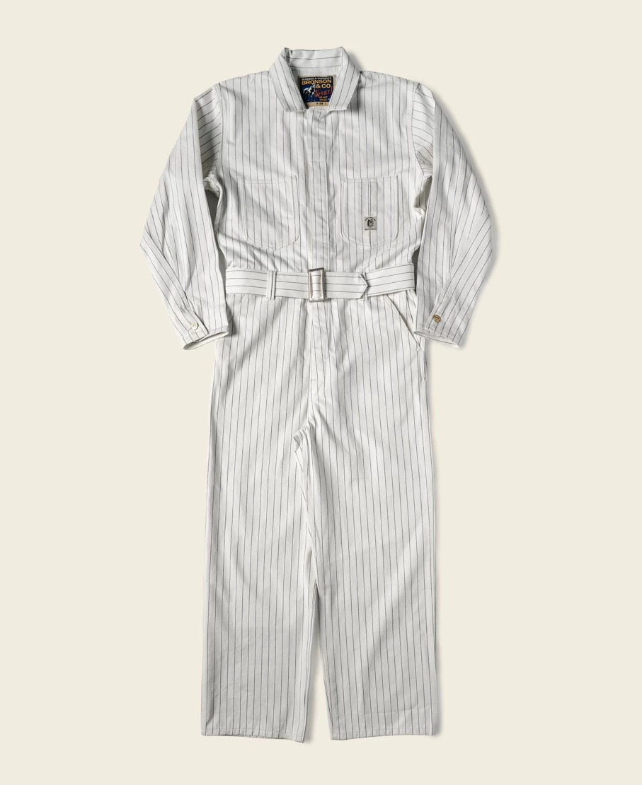 1950s Bronson White Mechanic Coveralls Jumpsuit for Men - Vintage Workwear Lot 951