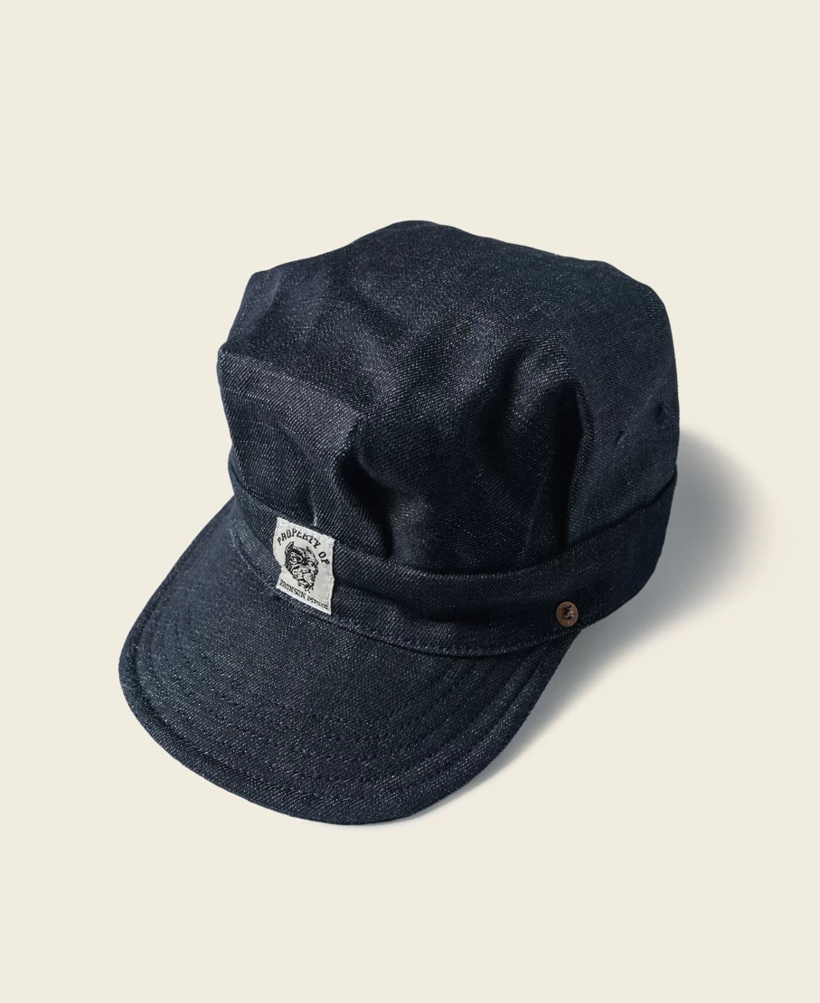 Bronson Men's Indigo Denim Railroad Engineer Cap - Vintage Style Workwear Hat