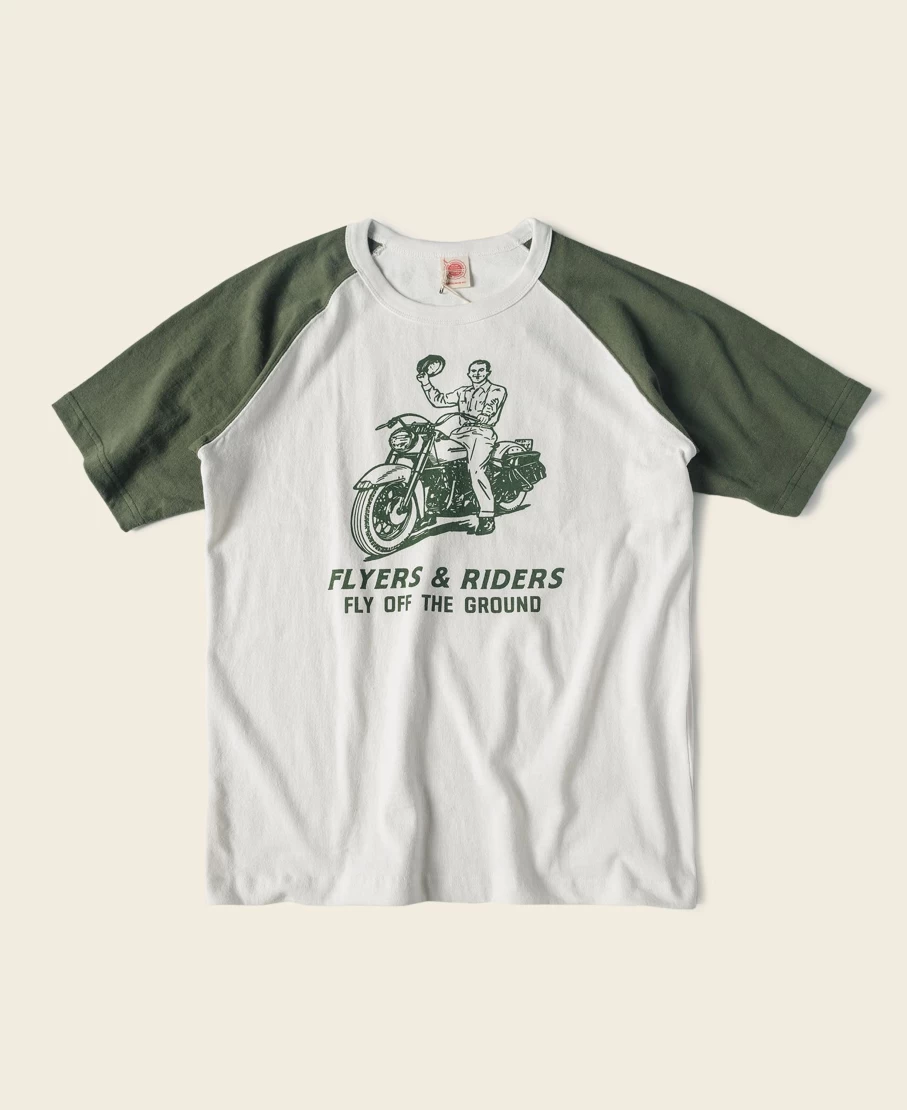 Bronson Men's Green & White Two-Tone Rider Graphic Raglan Sleeve T-Shirt