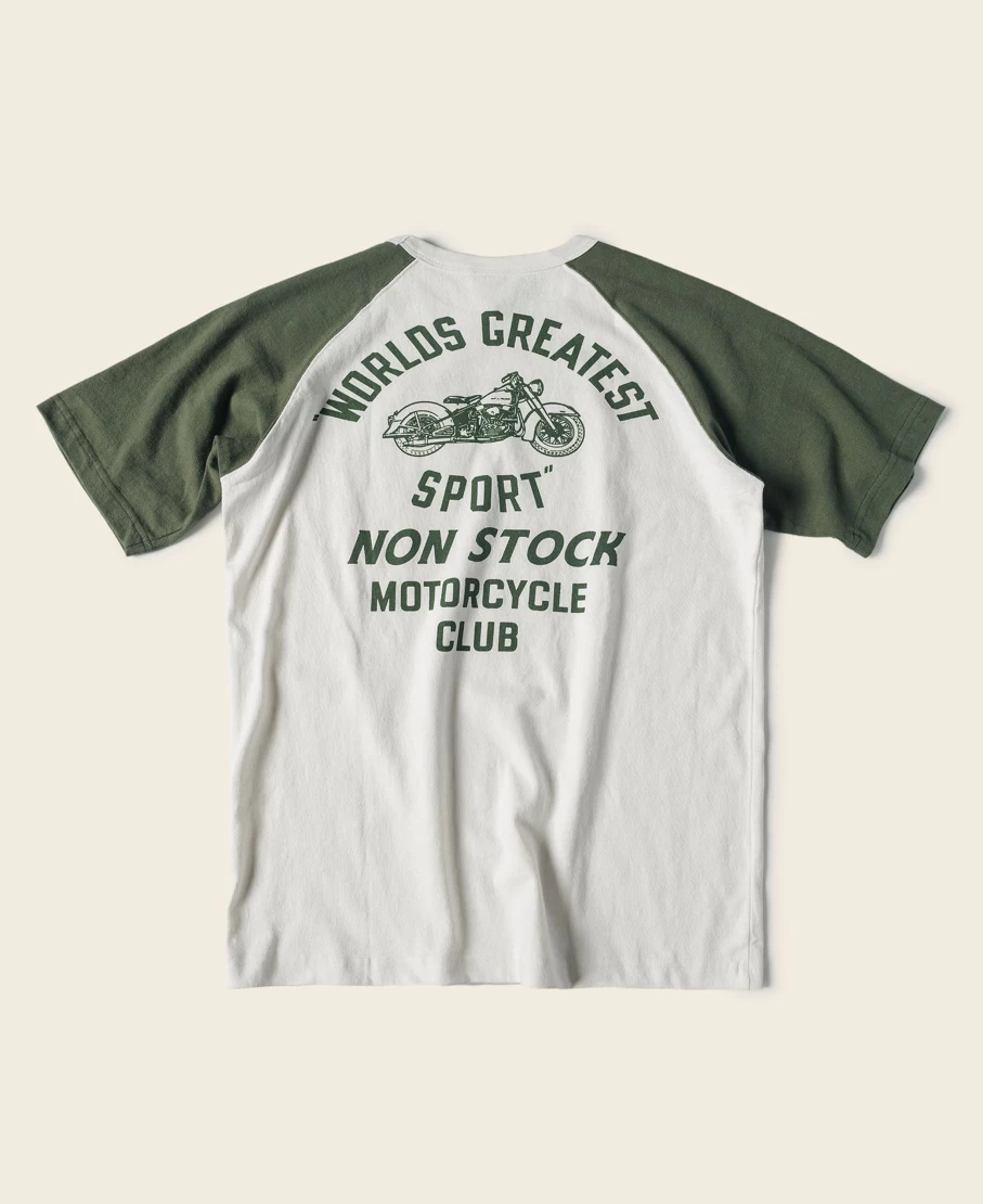 Bronson Men's Green & White Two-Tone Rider Graphic Raglan Sleeve T-Shirt