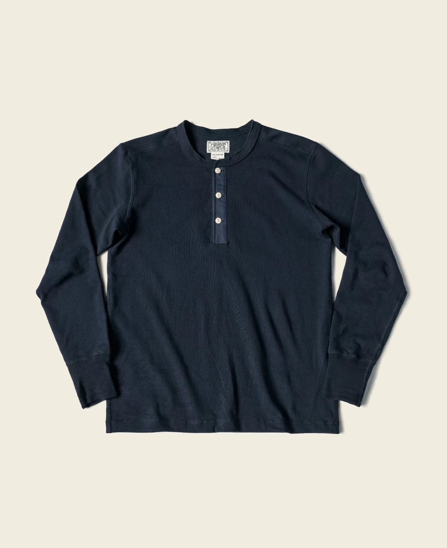 Bronson Men's Navy Vintage Long Sleeve Henley Shirt