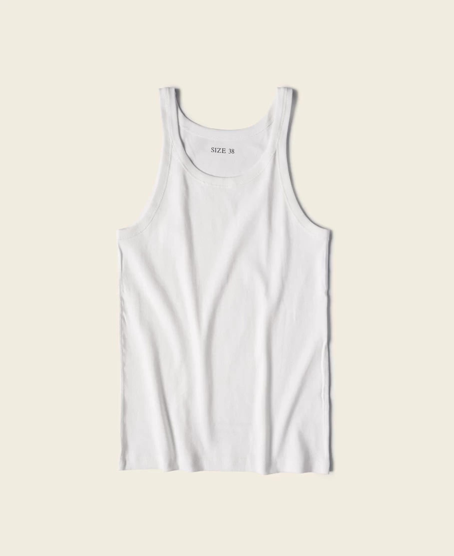 Bronson Men's Military White Cotton Tank Top - Heavy Duty Sleeveless Undershirt