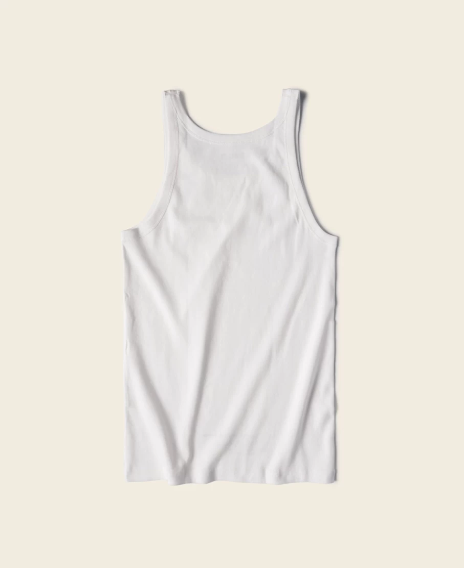 Bronson Men's Military White Cotton Tank Top - Heavy Duty Sleeveless Undershirt