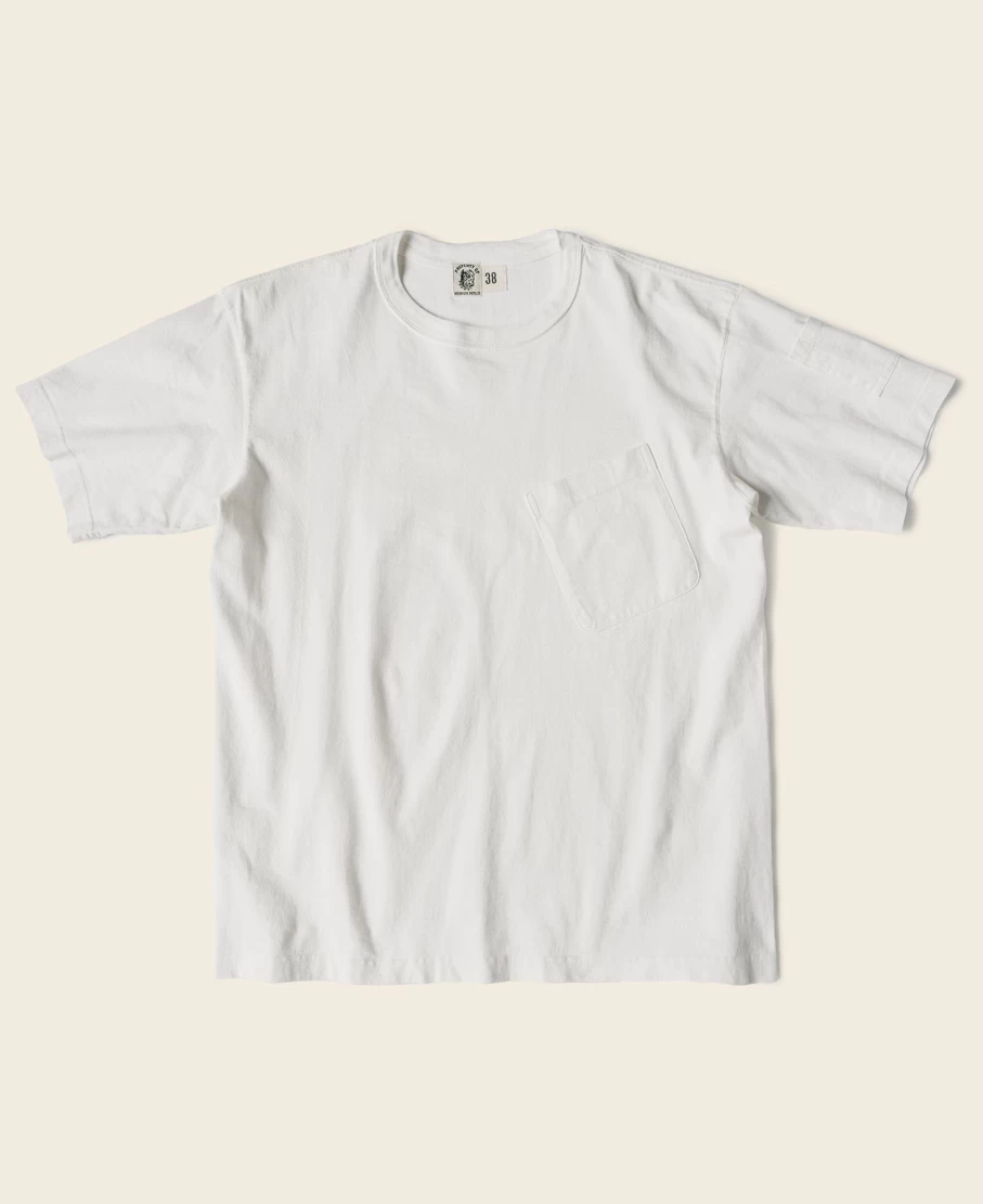 Bronson Men's White High-Twist Cotton Slanted Pocket T-Shirt - Comfortable Tubular Fit