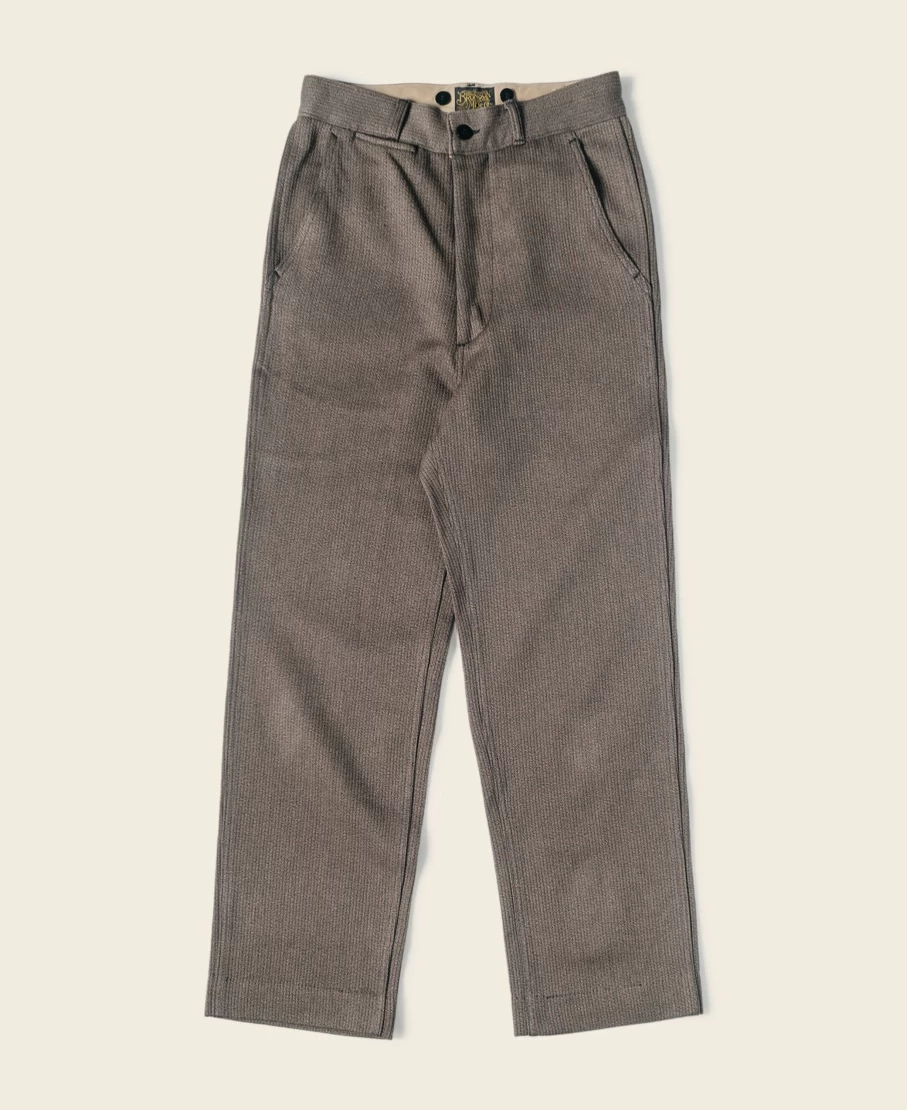 Bronson Men's Heavyweight Pique Salt & Pepper Stripe Pants - Brown