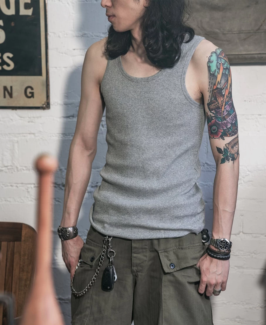 Bronson Men's 10.5 Oz Gray Cotton Tank Top - Heavyweight Breathable Sleeveless Shirt