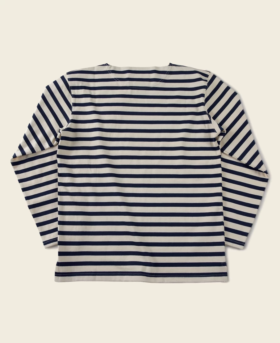 Bronson Men's Apricot & Navy Breton Stripe Long Sleeve T-Shirt