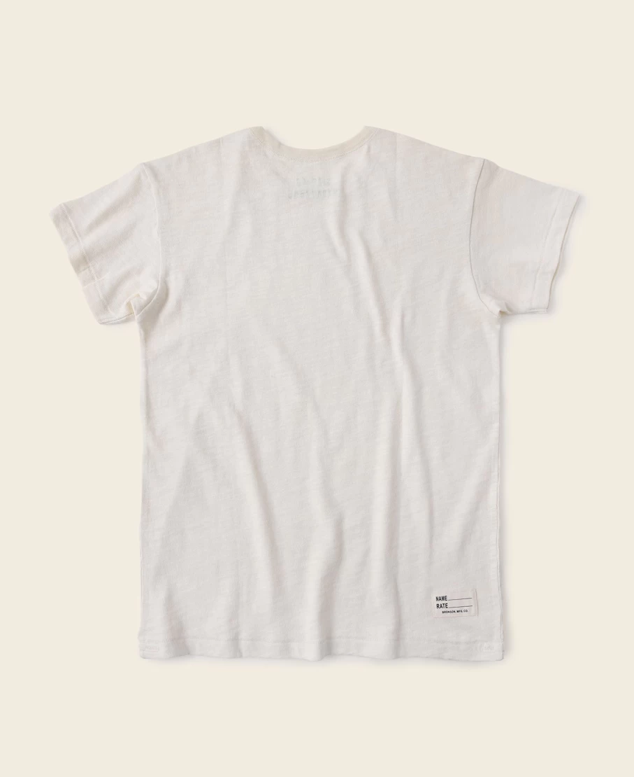 Bronson 1940s USN Slub Cotton Crew Neck T-Shirt for Men - Light Apricot Vintage Military Tee