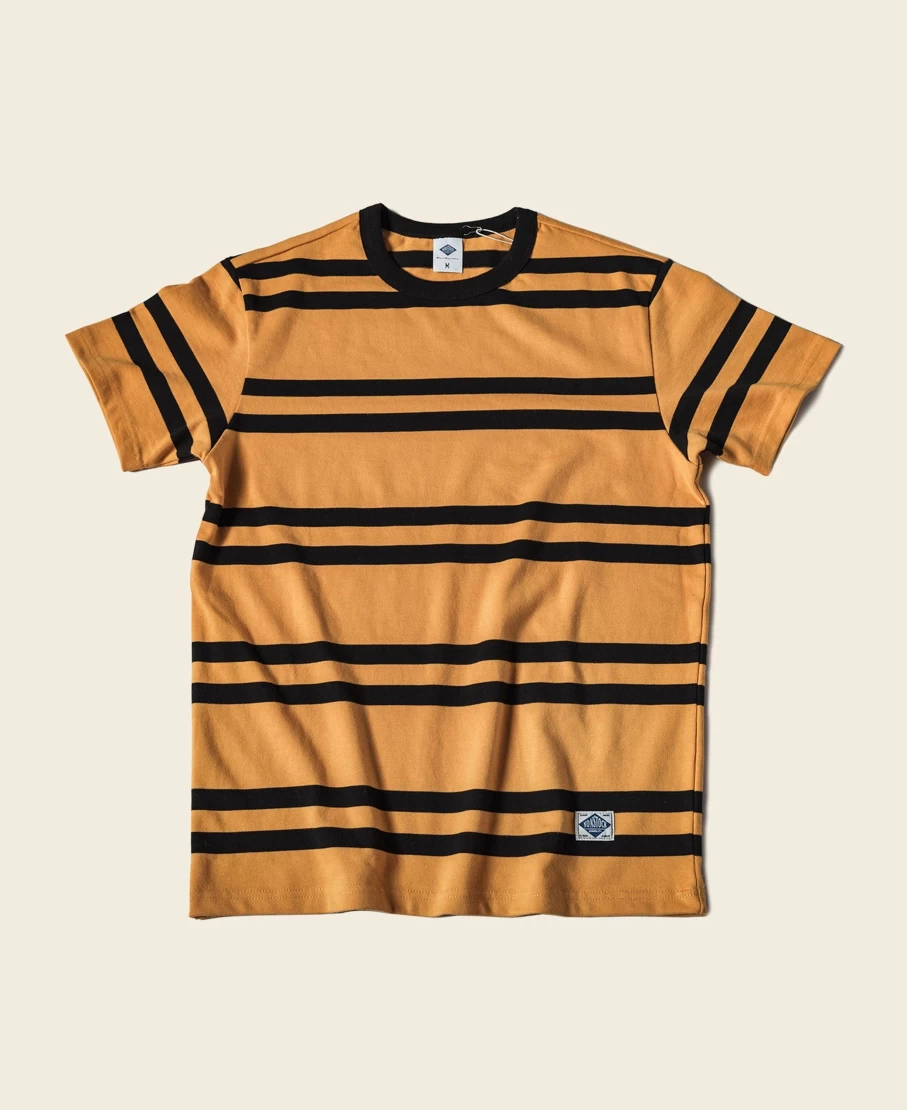 Bronson Men's Ivy Style Striped T-Shirt - 9.8 Oz Yellow & Black Casual Tee